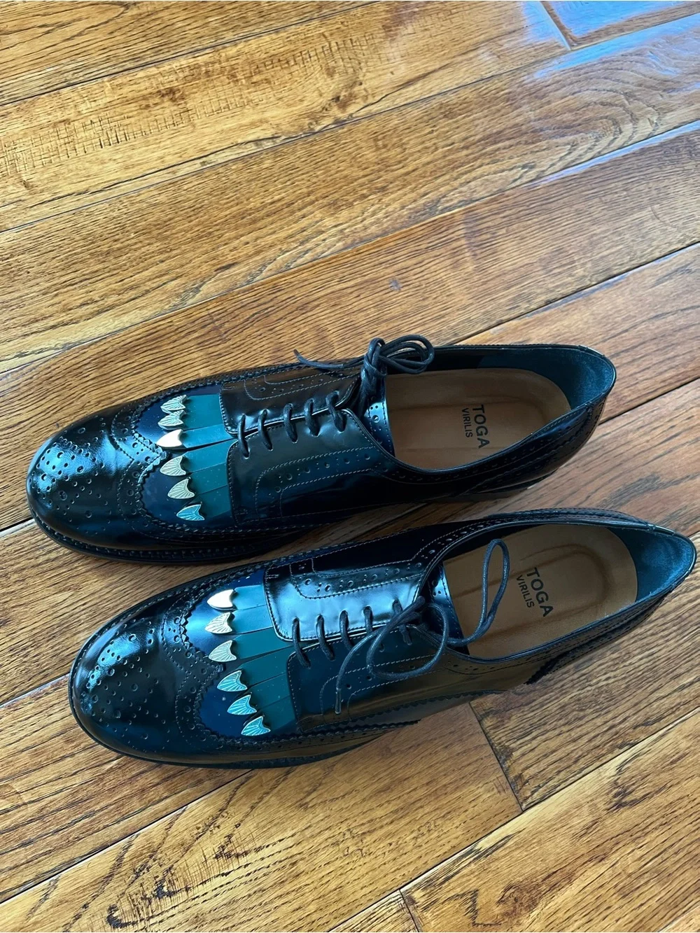 TOGA VIRILIS Men’s Shoes Polido Front Tassel Leather Brogues Size 13 (46 EU)